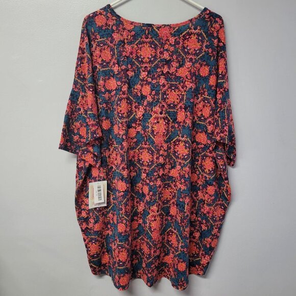 Lularoe Irma Shirt Top Womens 3XL Floral Pink Red Comfortable Casual Classic NWT - Picture 2 of 7